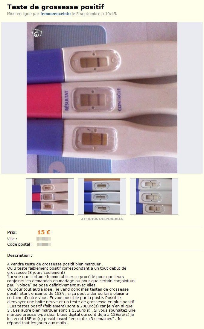 annonces test de grossesse