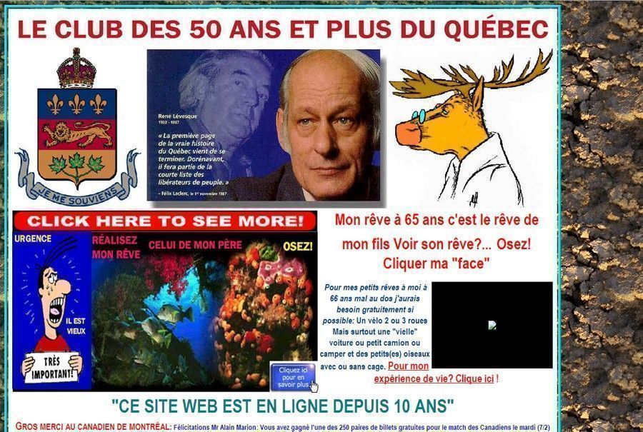 Club des 50 ans et plus au Québec Site Internet fail