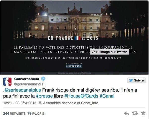 Le gouvernement détourne House of Cards pour son service communication