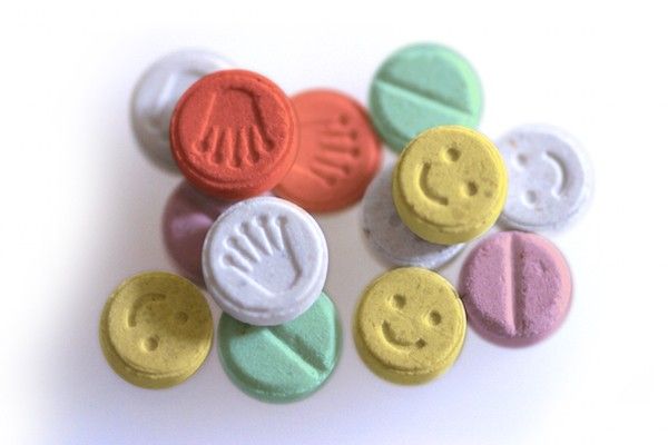 E Ecstasy pills or tablets close up studio shot methylenedioxymethamphetamine. Image shot 2004. Exact date unknown.