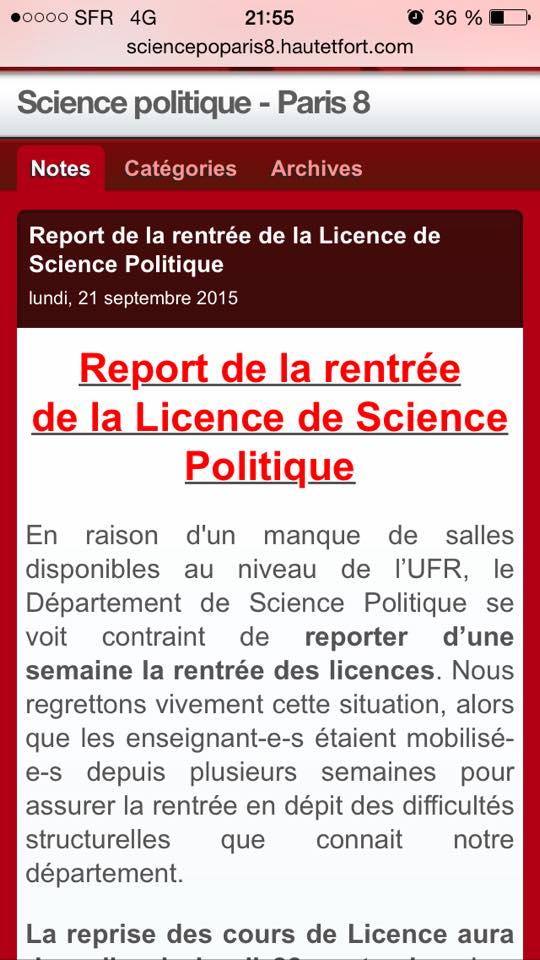 rentrée repoussée