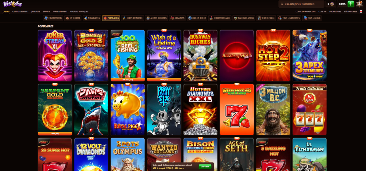 les jeux sur le casino sans wager